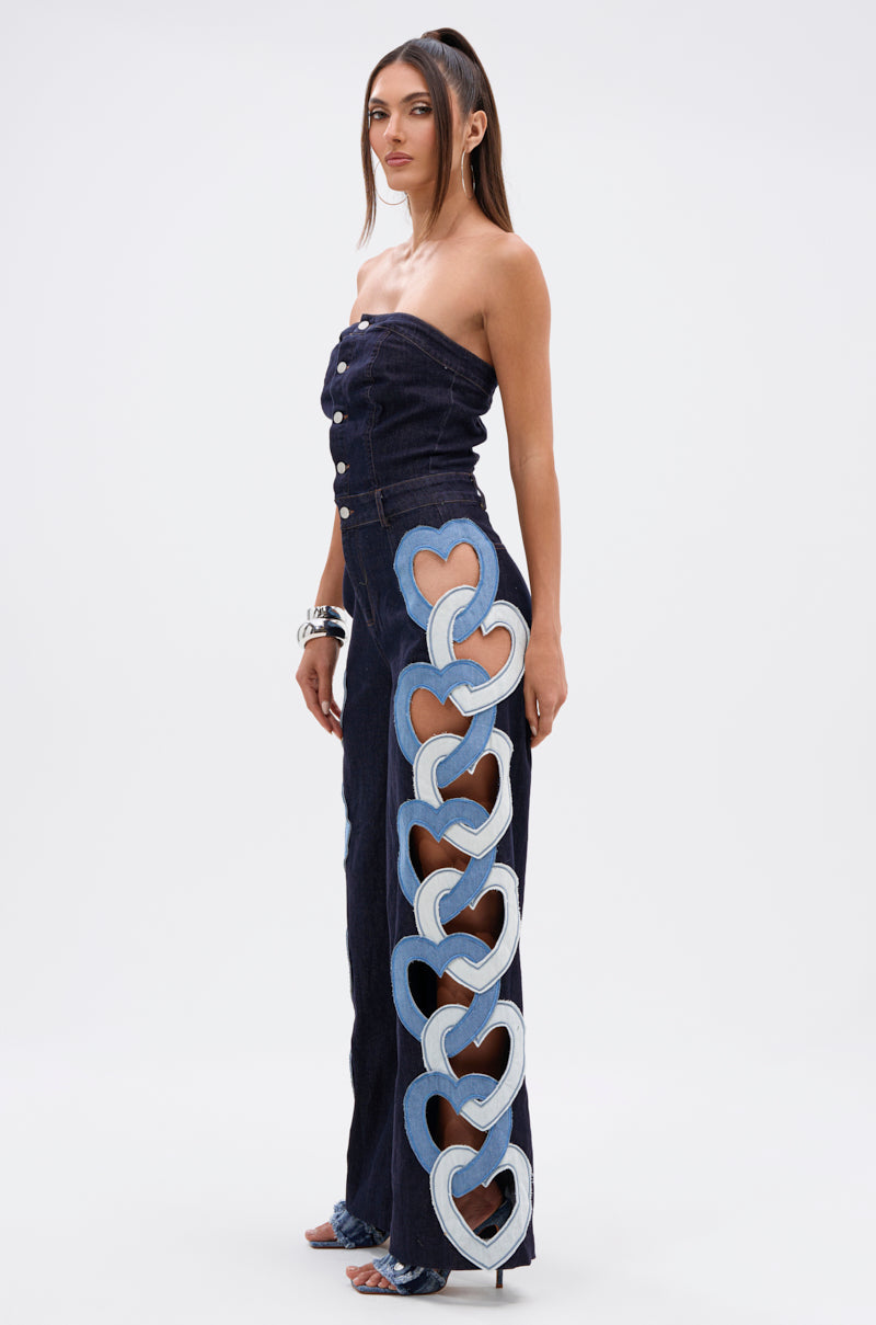HEART EYES FOR YOU DENIM JUMPSUIT