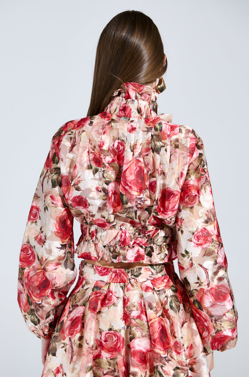 DANCE WITH ME FLORAL TIE FRONT BLOUSE