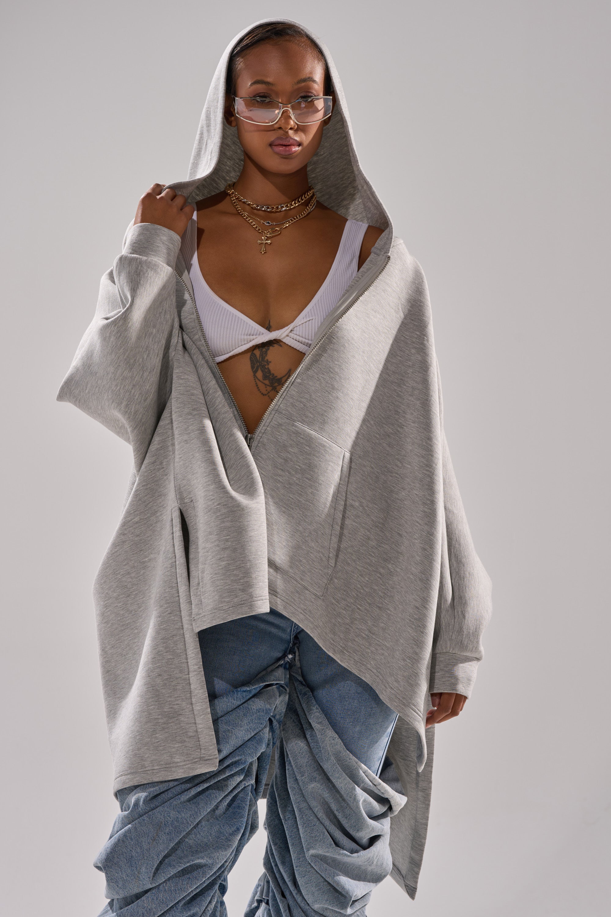 CREW LOVER OVERSIZED ZIP UP SWEATSHIRT