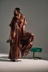 SHE'S RICH OVERSIZED SATIN JUMPSUIT IN CROC PRINT