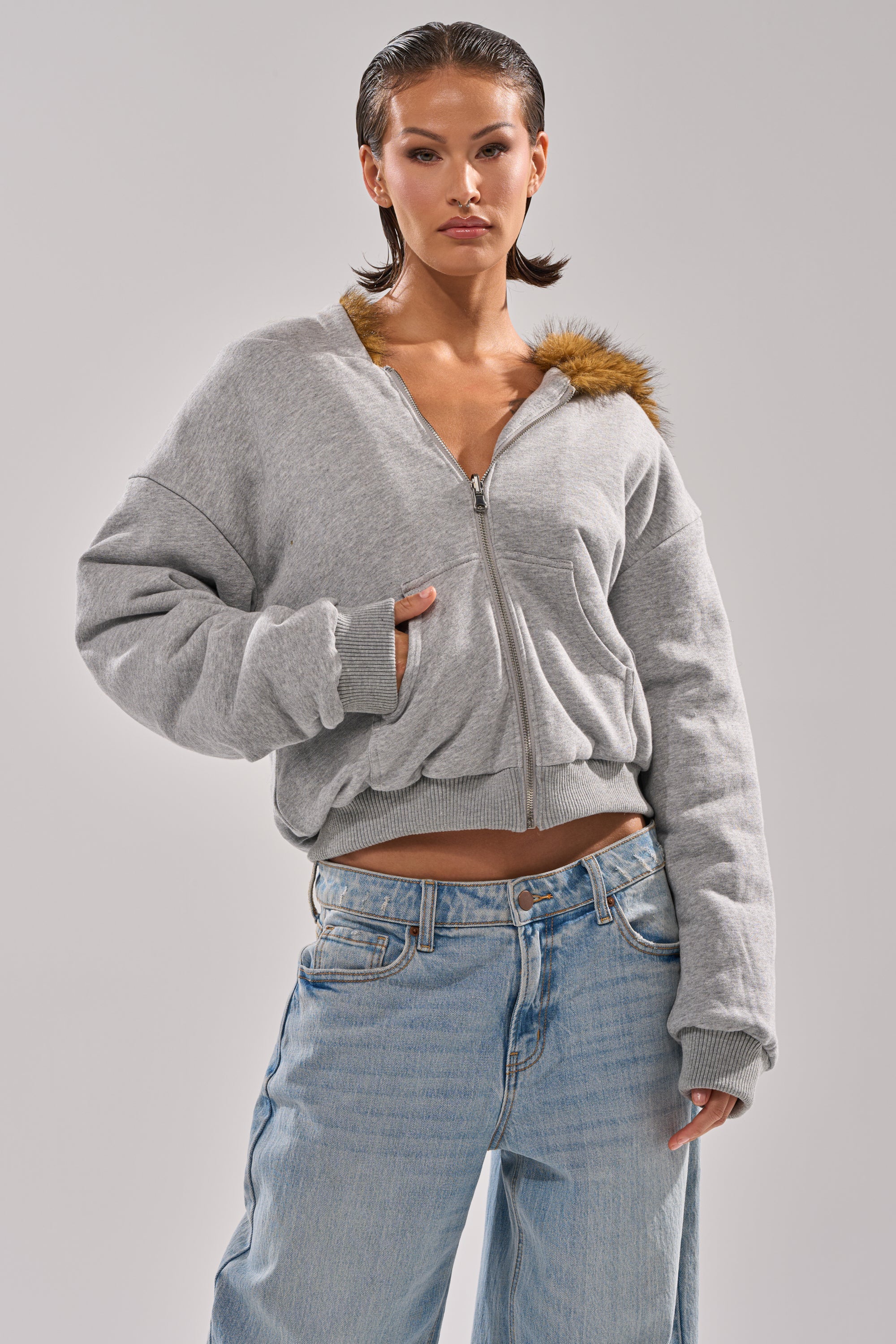 BEST OF BOTH WORLDS REVERSIBLE FUR SWEATSHIRT