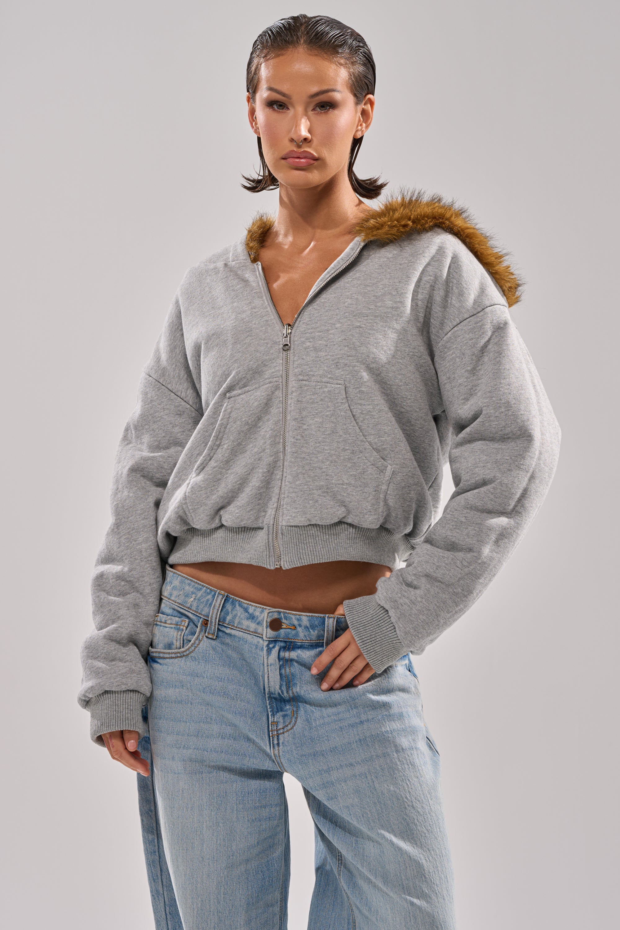 BEST OF BOTH WORLDS REVERSIBLE FUR SWEATSHIRT