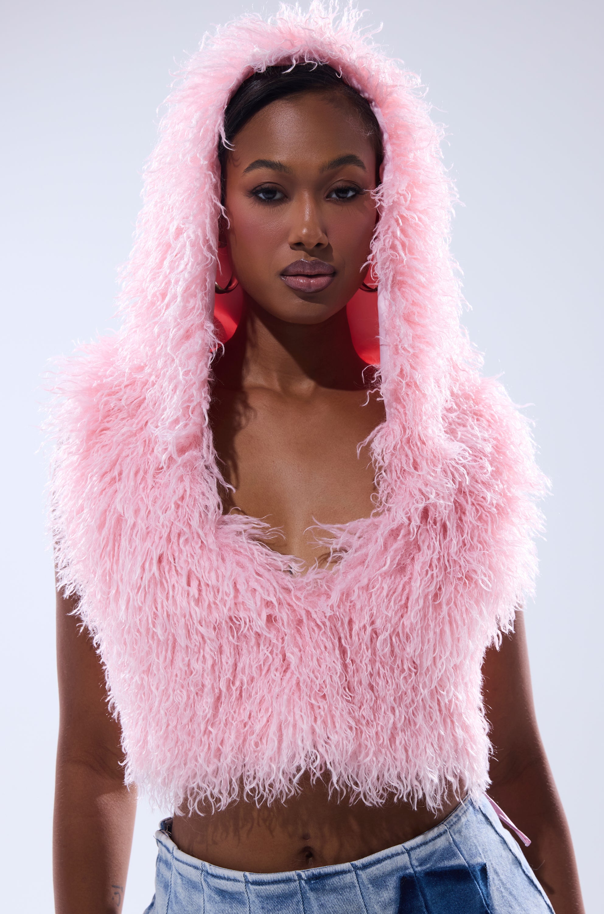 THINK ABOUT YOU ALL THE TIME FUR BLOUSE IN PINK