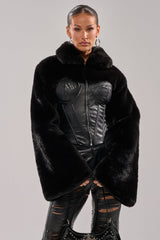 SHORTY CORSETED FAUX FUR