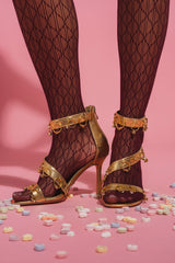 AKIRA GOLD MARQUISE GOLD STILETTO SANDAL WITH RINGS