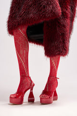 AZALEA WANG NEWTON RED CHUNKY PLATFORM SANDAL