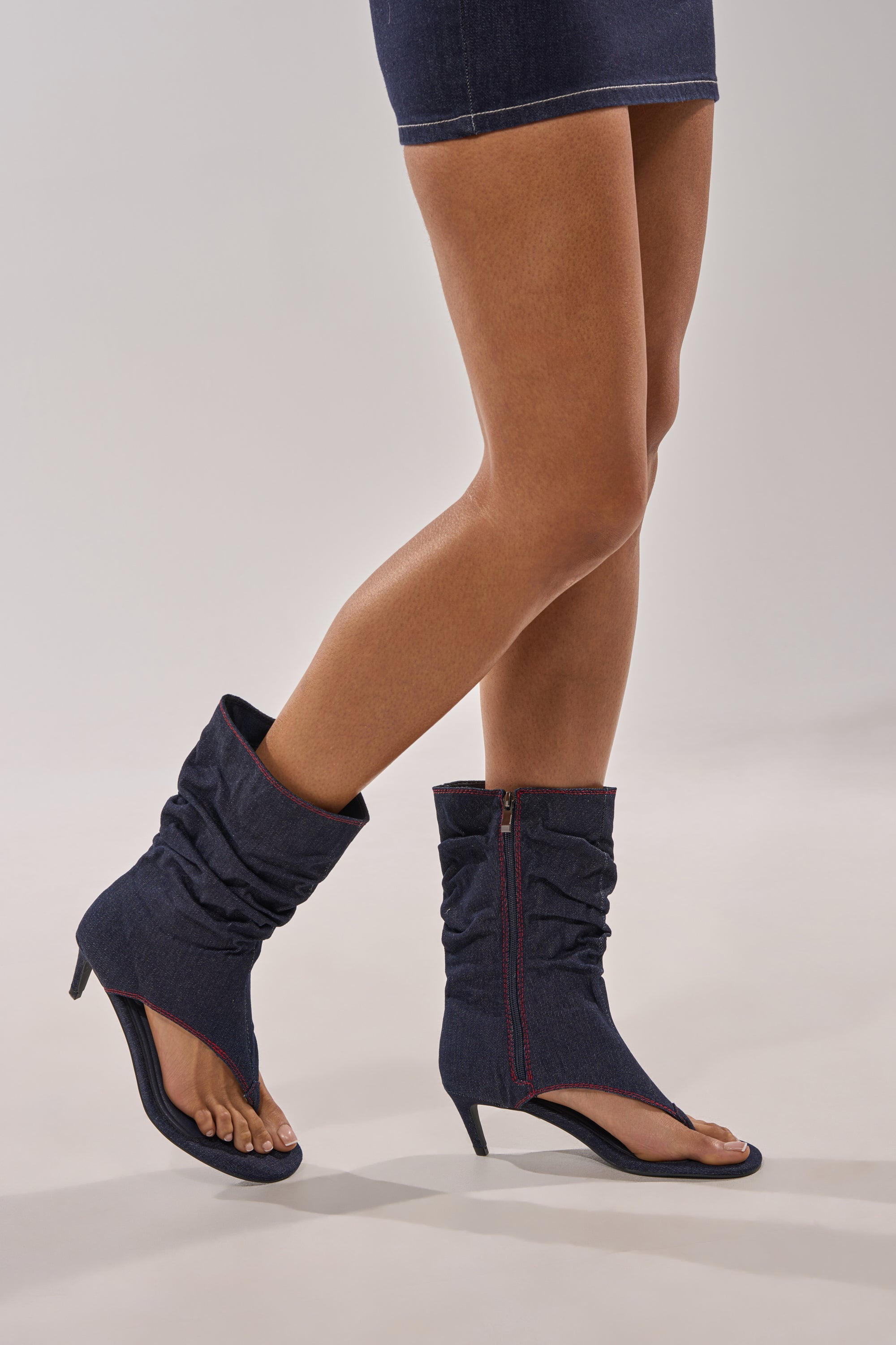 AZALEA WANG NIAMH DENIM GLADIATOR KITTEN HEEL SANDAL
