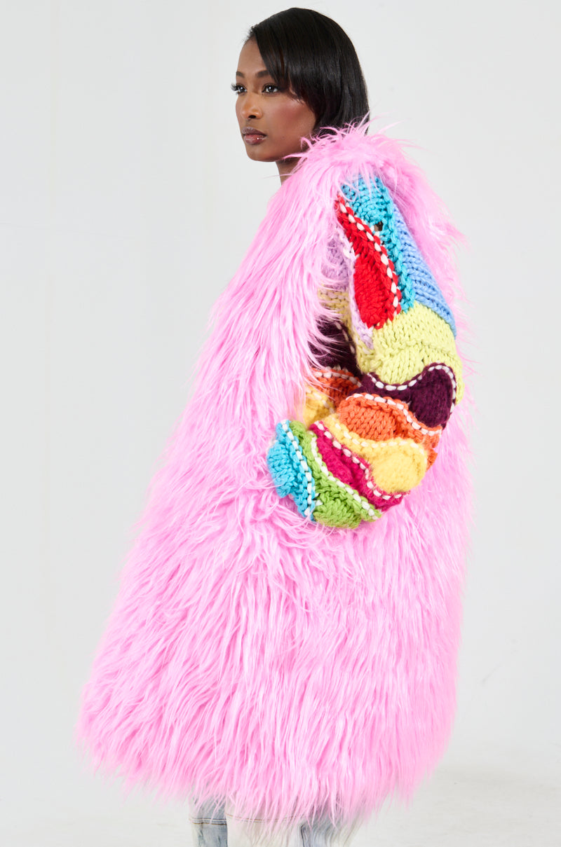 I LOVE YOU FAUX FUR OVERSIZED TOTE
