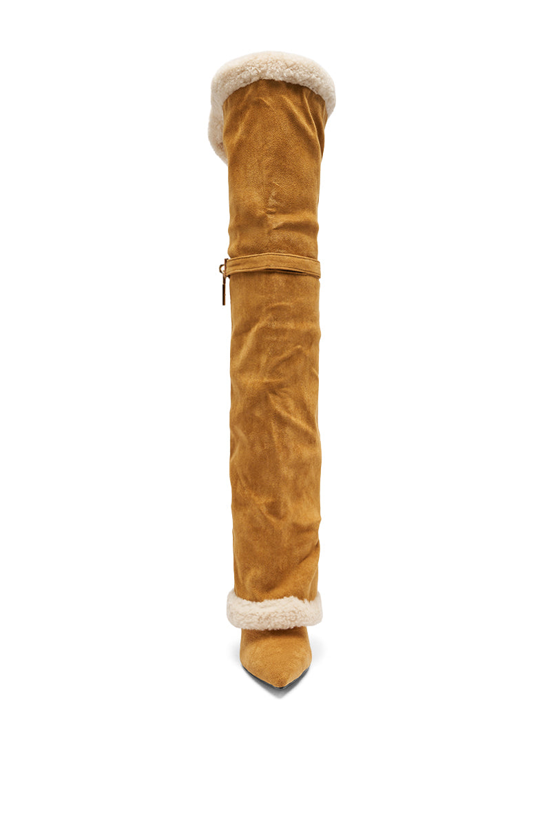 AZALEA WANG RACHANA TAN SHERPA STILETTO BOOT