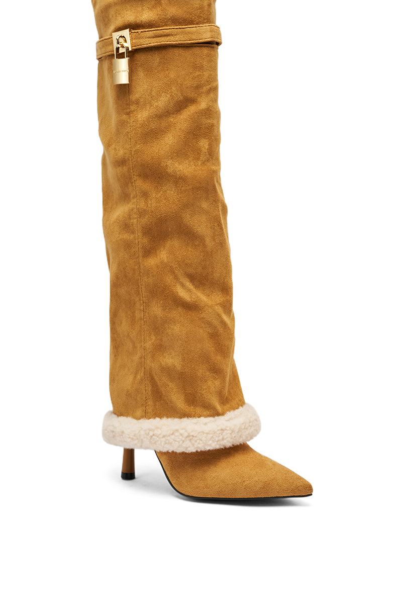 AZALEA WANG RACHANA TAN SHERPA STILETTO BOOT