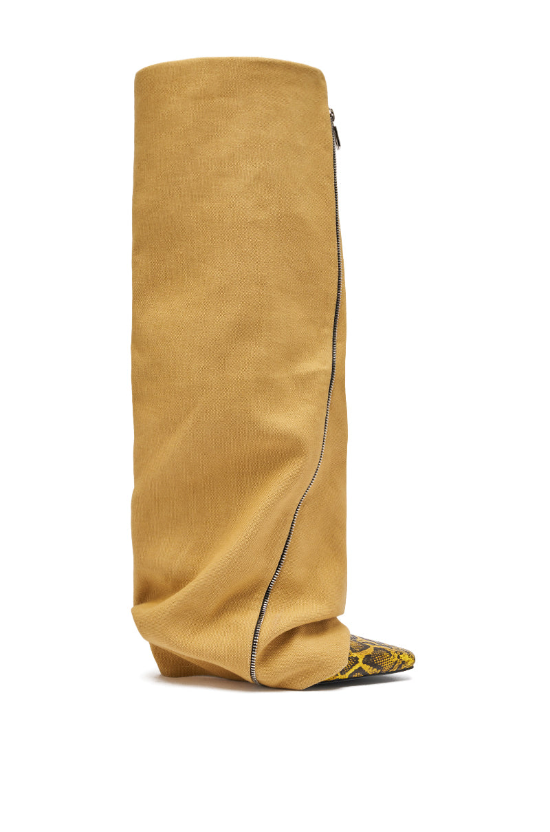AKIRA GOLD RASHAWN KHAKI AND SNAKE BOOT