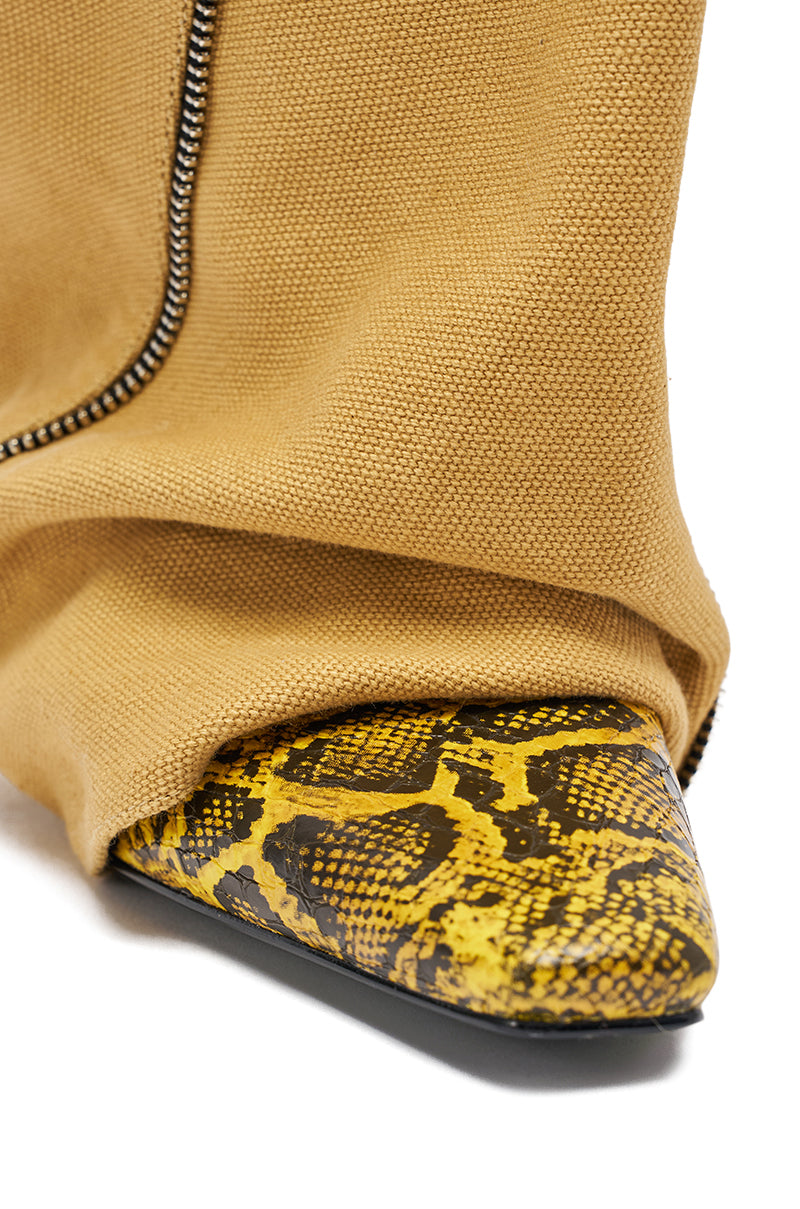 AKIRA GOLD RASHAWN KHAKI AND SNAKE BOOT
