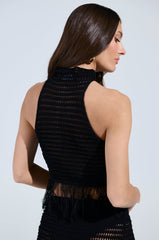 CROCHET FRAYED EDGE CROP TANK TOP