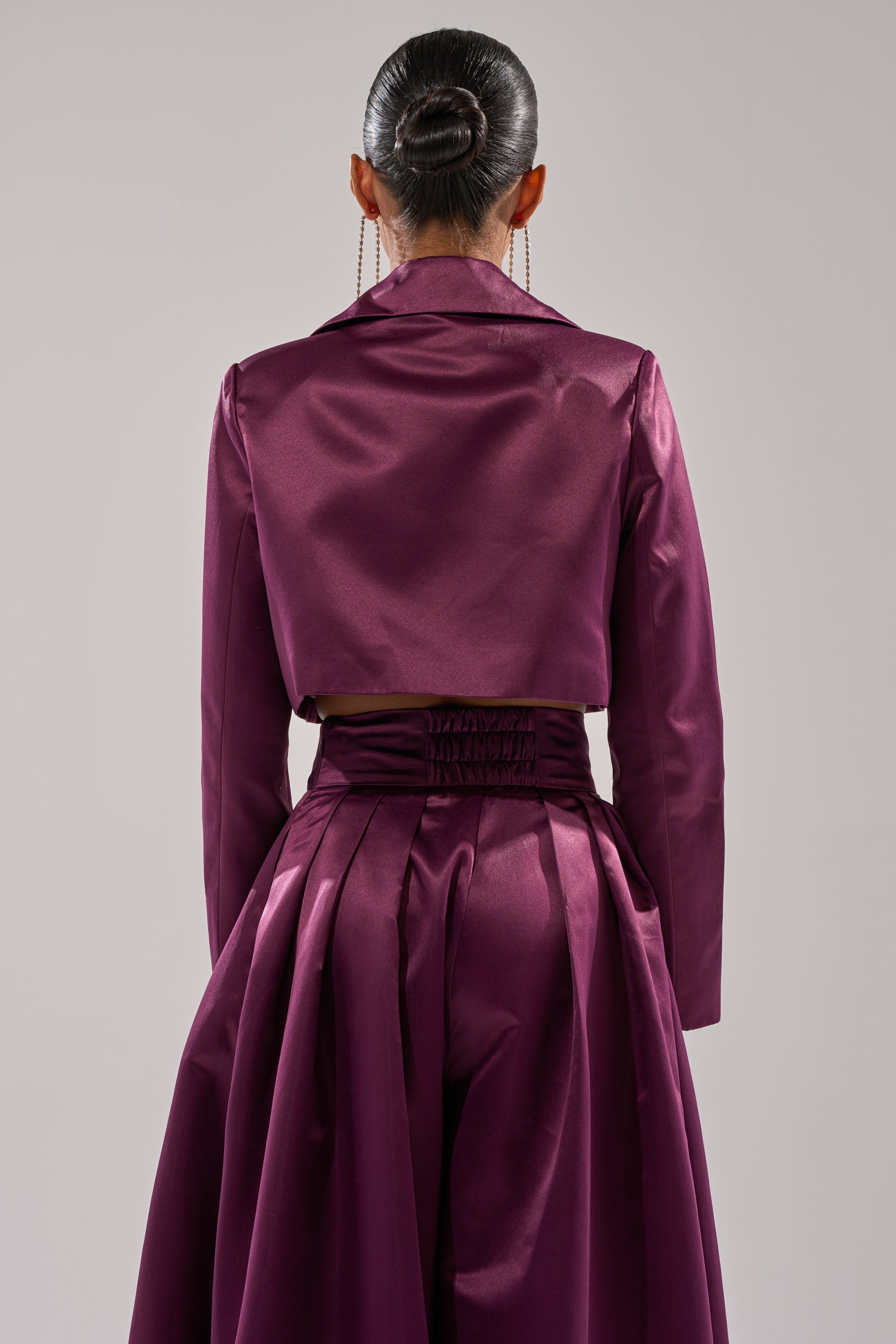 ON AND ON CROPPED SATIN BLAZER