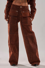 THINK ABOUT YOU ALL THE TIME VELVET DENIM CARGO TROUSER