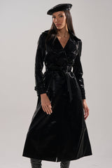 SANDO LIQUID VELVET TRENCH IN BLACK