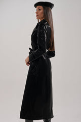 SANDO LIQUID VELVET TRENCH IN BLACK