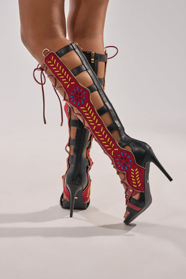 AZALEA WANG SHAI BLACK MULTI GLADIATOR SANDAL