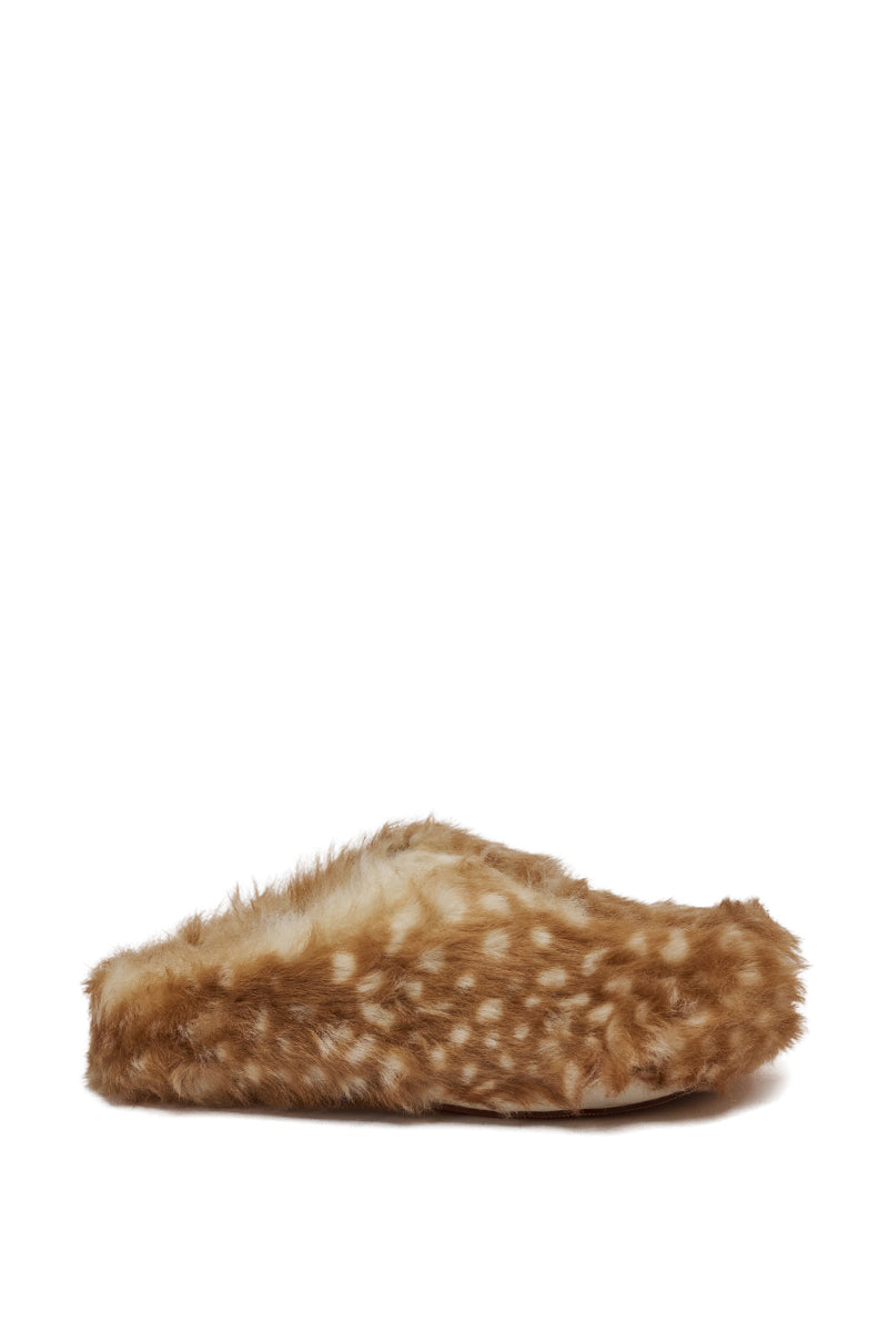 AZALEA WANG UPNETTEE BROWN MULTI BAMBI PRINT FUR CLOG