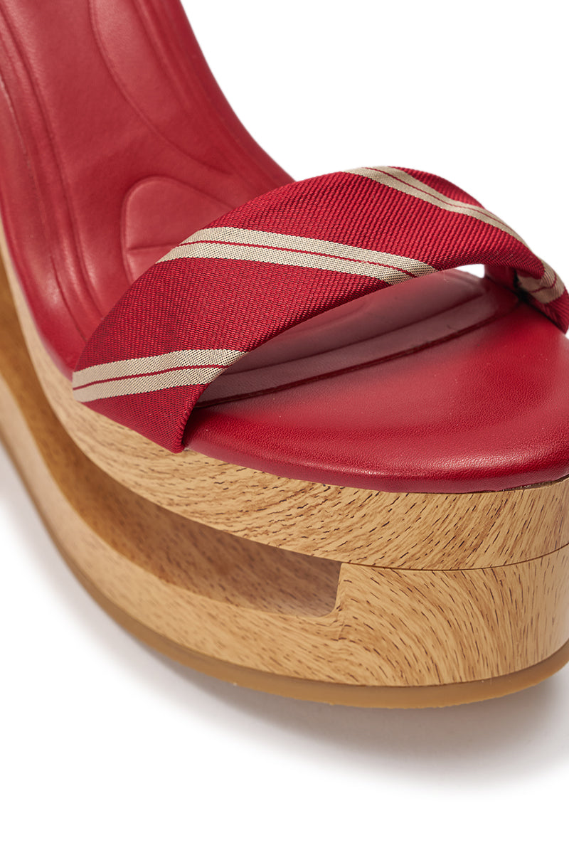 AZALEA WANG WYNN RED TIE LACE UP WEDGE