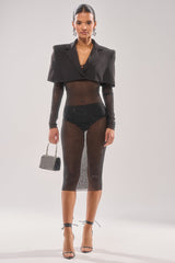 SHE MEANS BUSINESS RHINESTONE MIDI DRESS