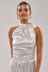 LEAVE ME ALONE SLINKY METALLIC BLOUSE