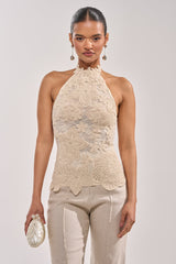 SANDY BEACHES MESH EMBROIDERED TOP
