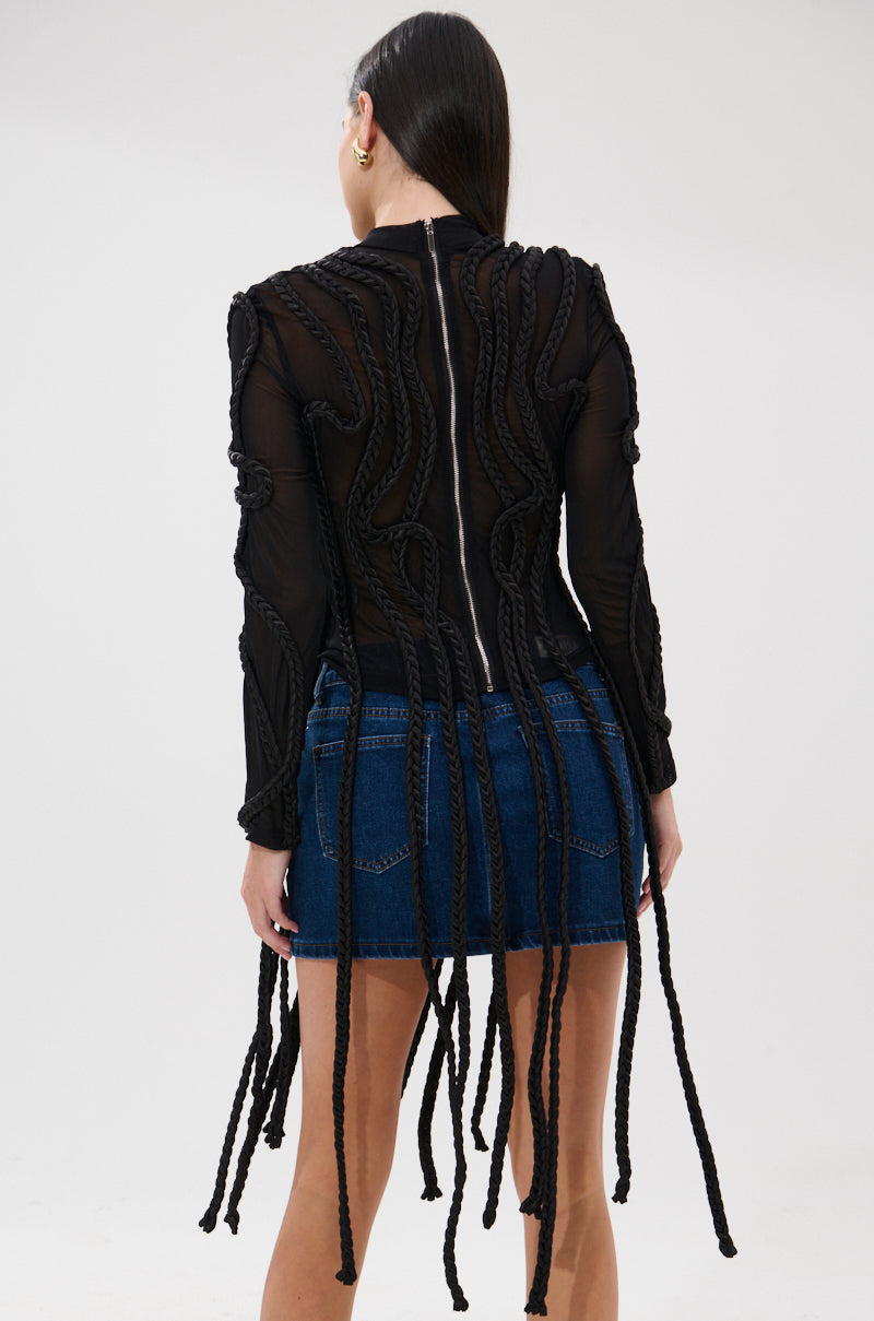 ROPE YOU IN LONG SLEEVE MESH TOP