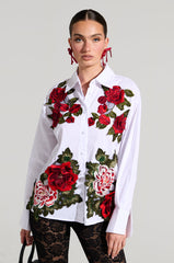 ROSA CORSET DETAIL BUTTON DOWN BLOUSE
