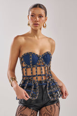 DOWN SOUTH CHAIN DETAIL BUSTIER TOP