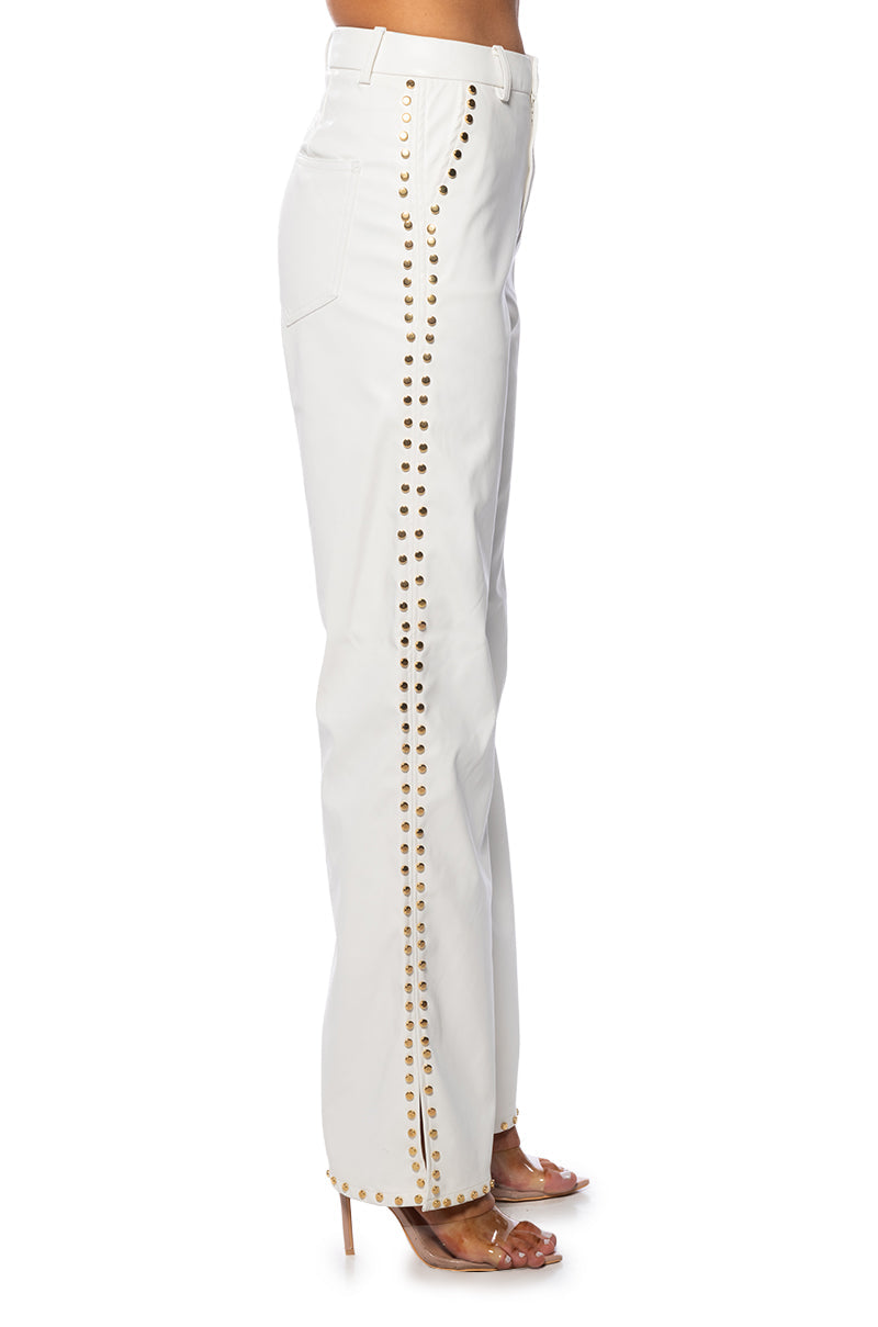 ALWAYS ON TIME FAUX LEATHER WIDE LEG PANT