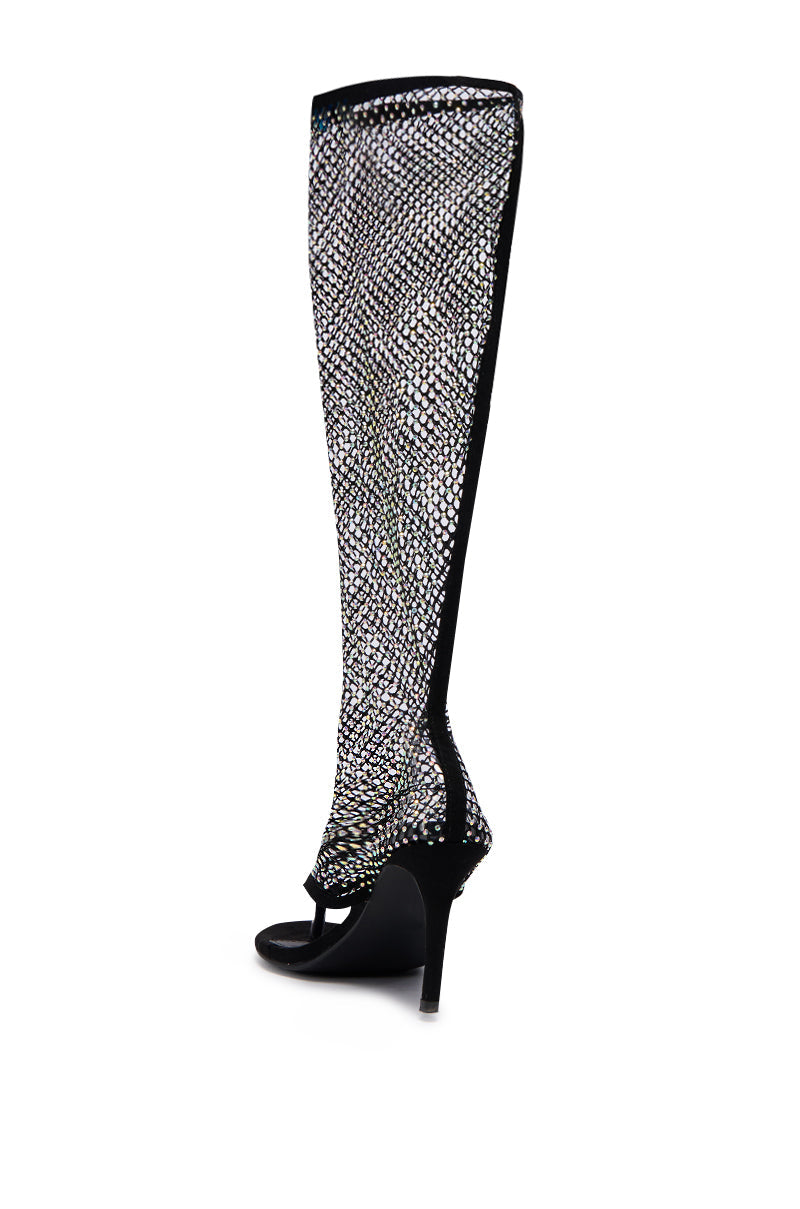 ANNALISE BLACK MESH OPEN TOE SANDAL BOOT