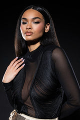 ANNIKA FRINGE DETAIL LONG SLEEVE MESH TOP