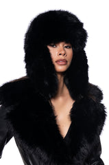 AVI FAUX FUR HAT IN BLACK
