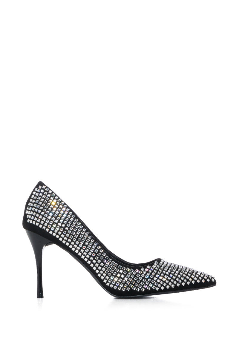 AZALEA WANG ALMA SILVER RHINESTONE PUMP