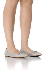AZALEA WANG CITY LIGHTS RHINESTONE BALLET FLATS IN SILVER