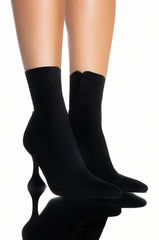 AZALEA WANG ALLISON CHUNKY BOOTIE IN BLACK STRETCH SUEDE