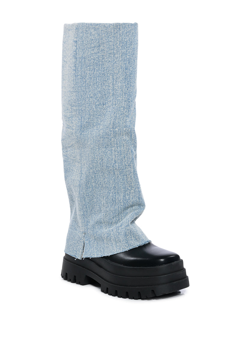 AZALEA WANG SHURI DENIM FOLD OVER BOOT