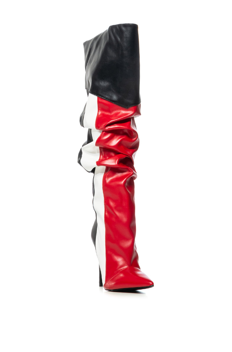 AZALEA WANG SPEED WAGON RED STRIPED BOOT