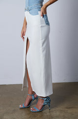 AZALEA WANG TOSHI DENIM FLOWER DETAIL SANDAL