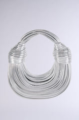 BRB FAUX LEATHER METALLIC ROPE PURSE IN SILVER