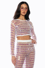 CELINE CROCHET SEQUIN CROP