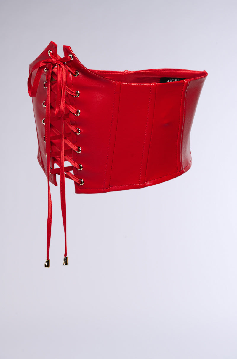 CINCHED UP UNDERBUST CORSET BELT IN RED