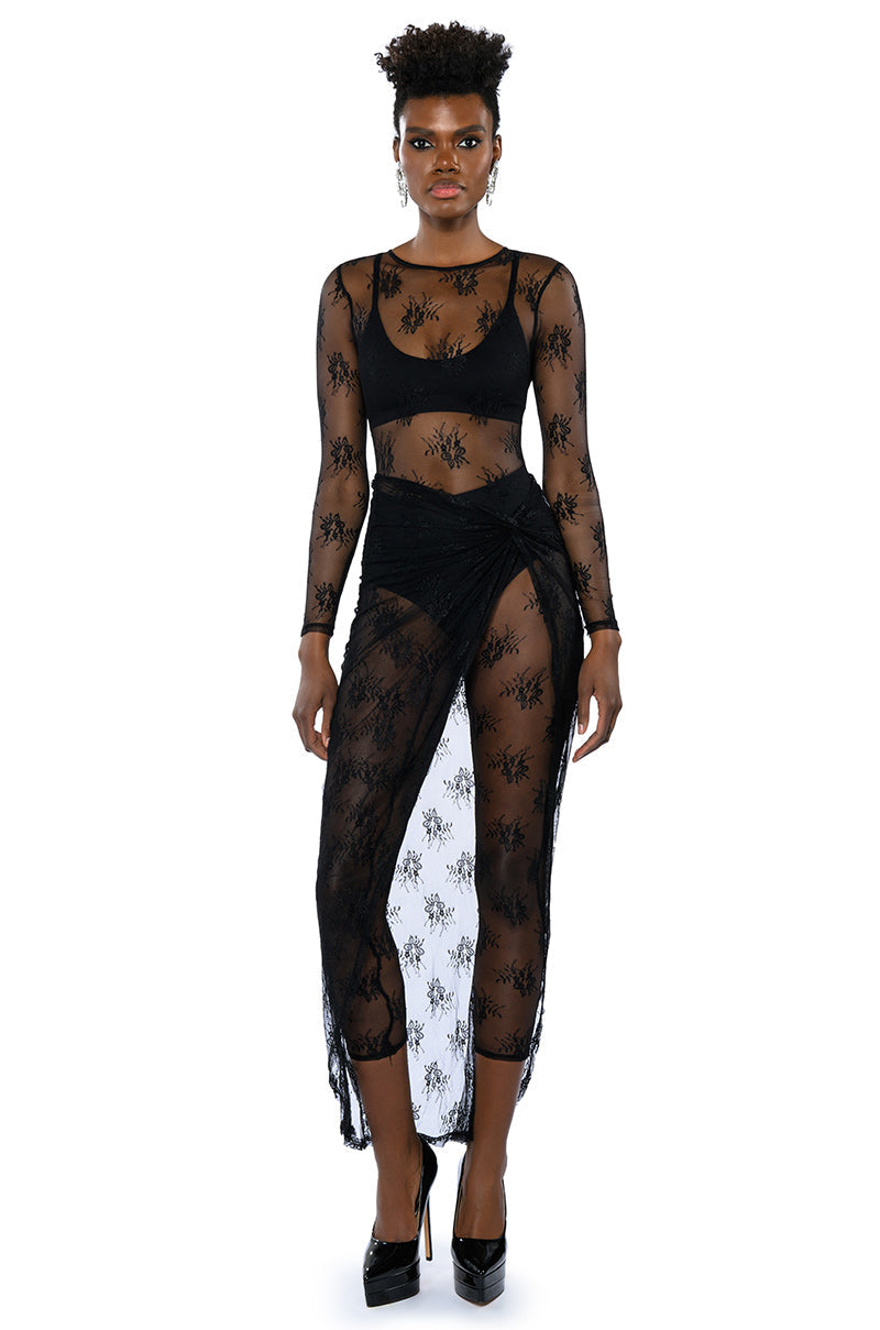DAY BY DAY LACE JUMPSUIT WITH SKIRT SET