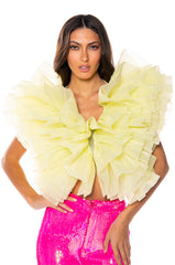 ELENA STATEMENT RUFFLE TOP IN YELLOW