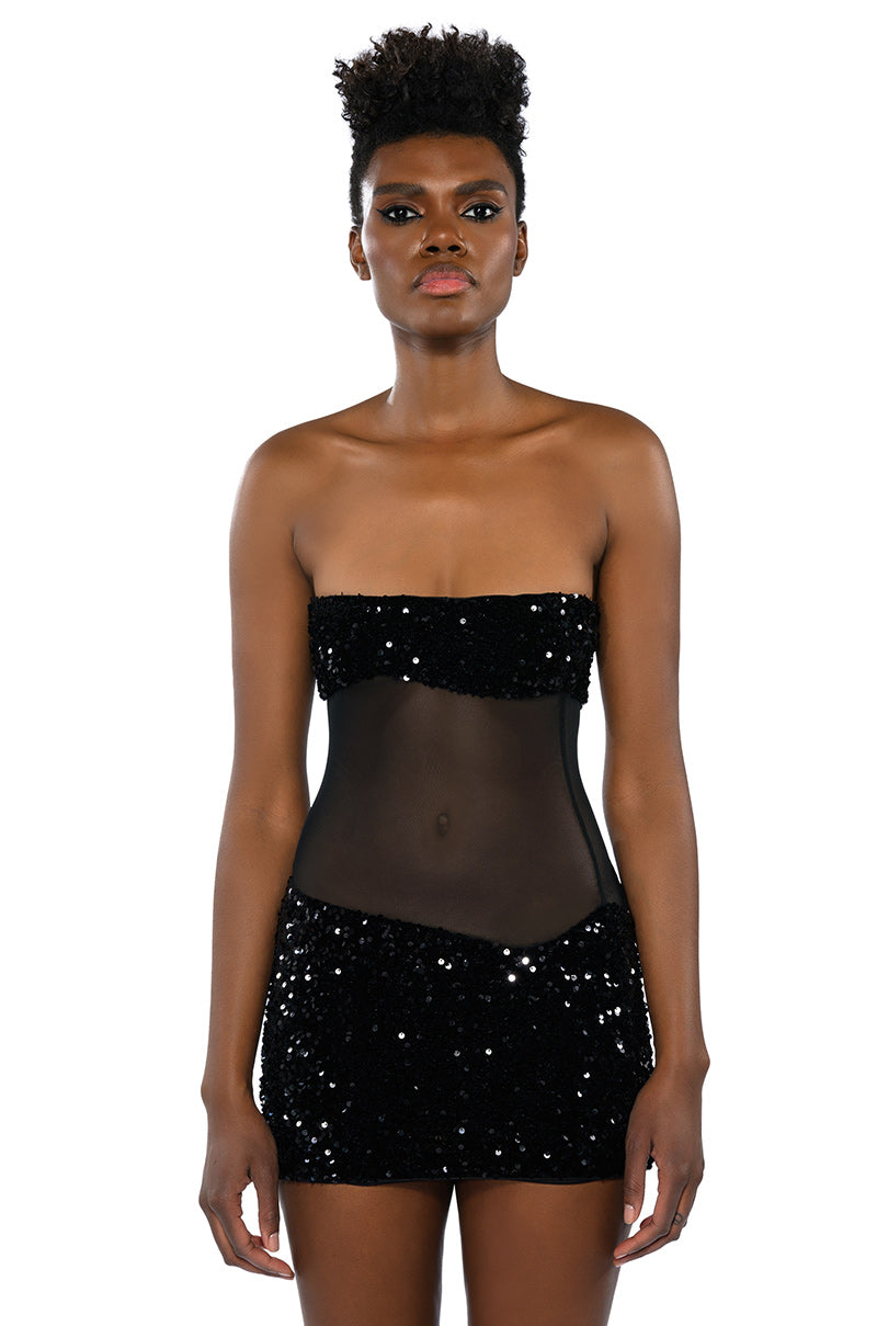 ENJOY THE VIEW MESH PANEL DRESS