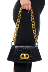 I SEE FRANCE CHAIN HANDLE CROC PURSE