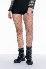 LOOSE FIT RHINESTONE FISHNET TIGHT