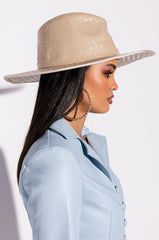 NOLITA TAUPE WOVEN PU BRIM HAT