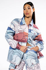 OVERSIZED PRINTED BUTTON DOWN